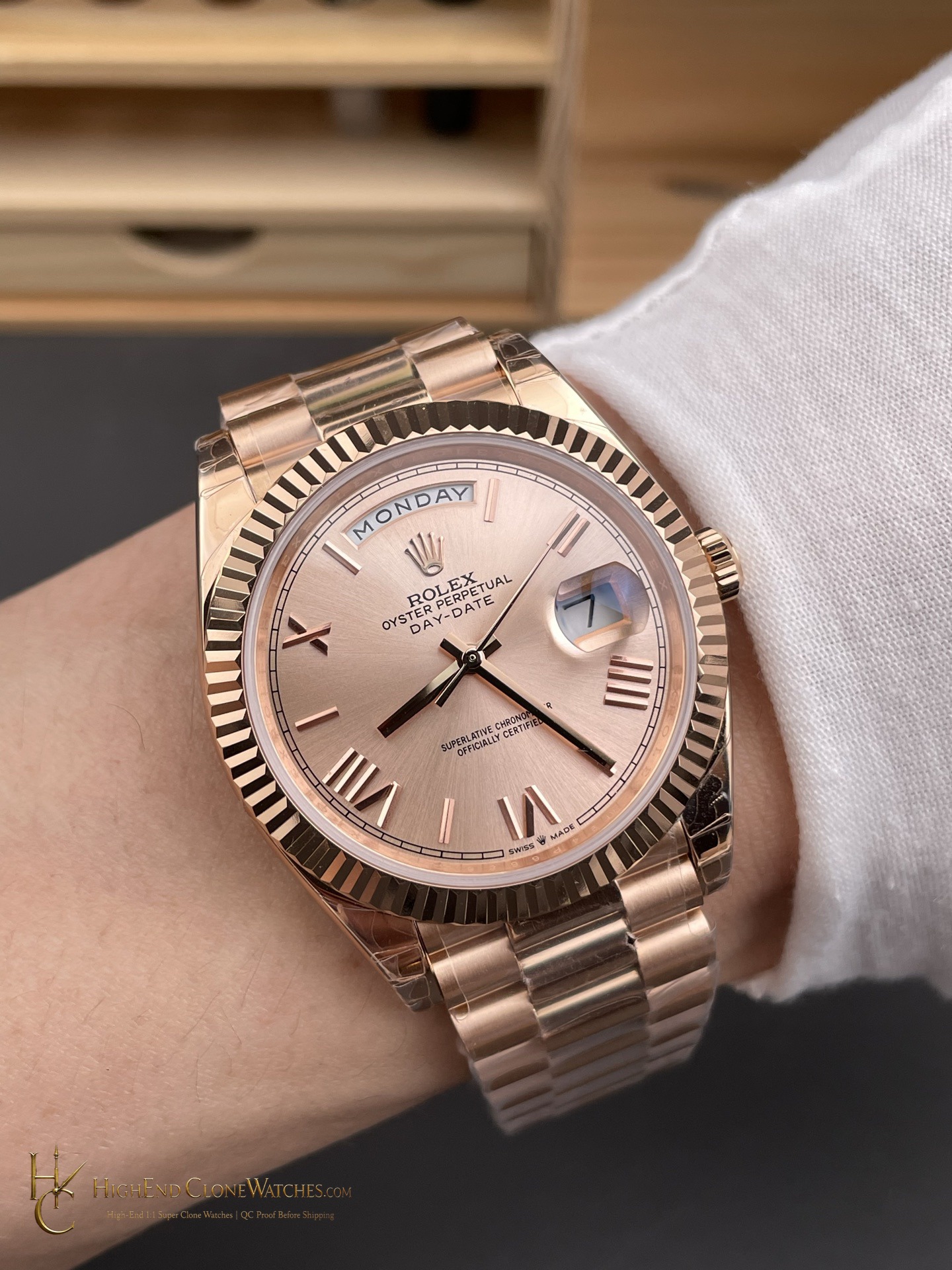 Rolex Day-Date m228235 caseback view super clone watch