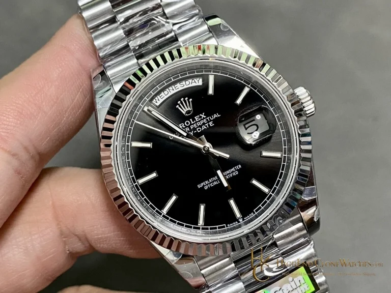 Rolex Day-Date m228239-0004 angled dial view super clone watch