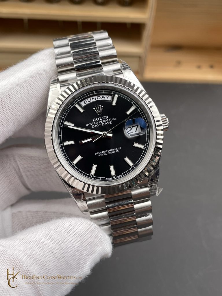Rolex Day-Date m228239-0004 angled dial view super clone watch