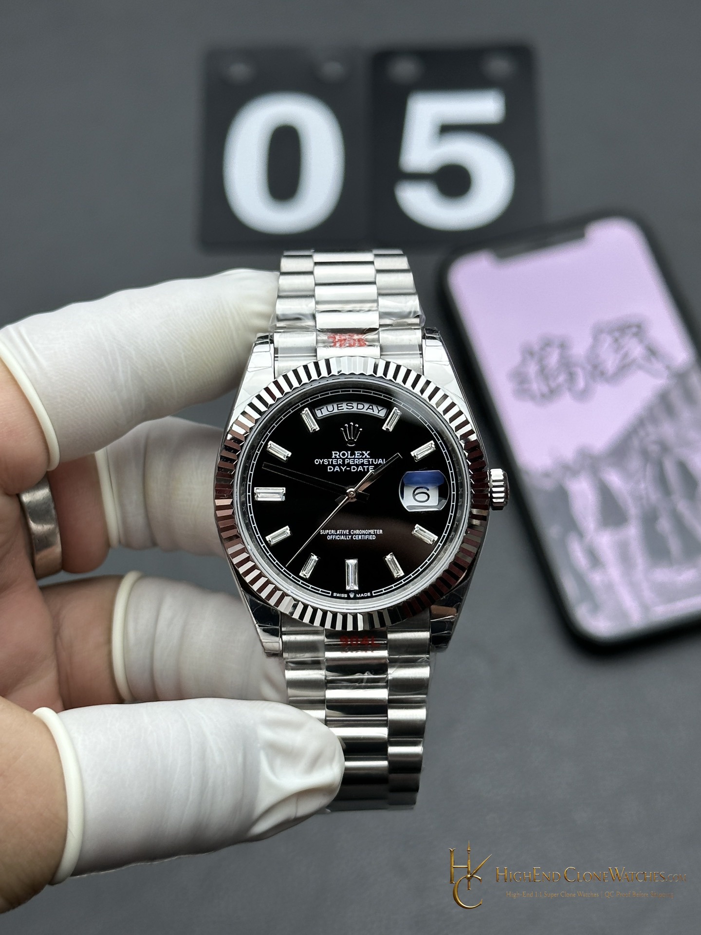 Rolex Day-Date m228236-0005 front view super clone watch