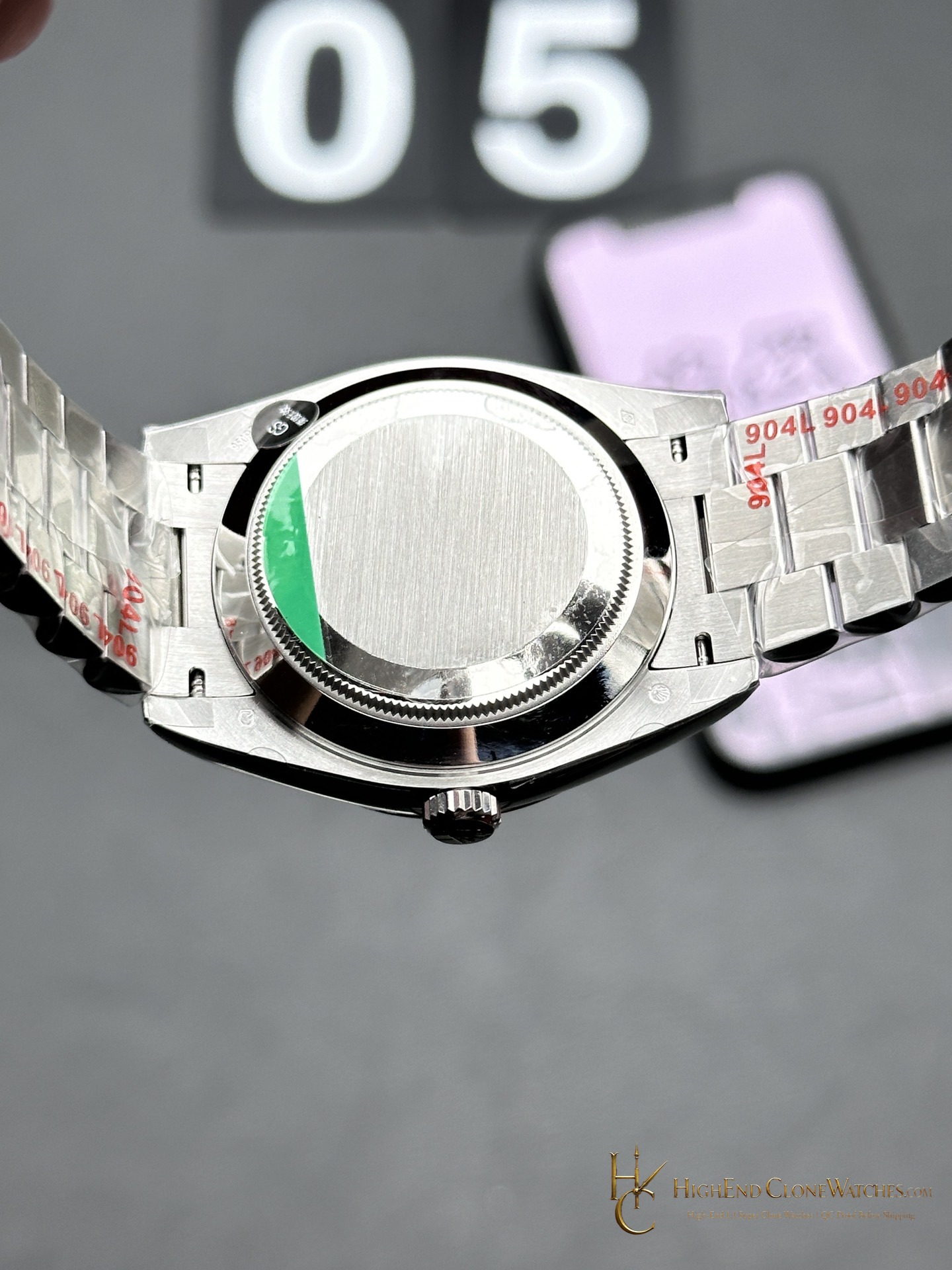 Rolex Day-Date m228236-0005 crown and case detail super clone watch