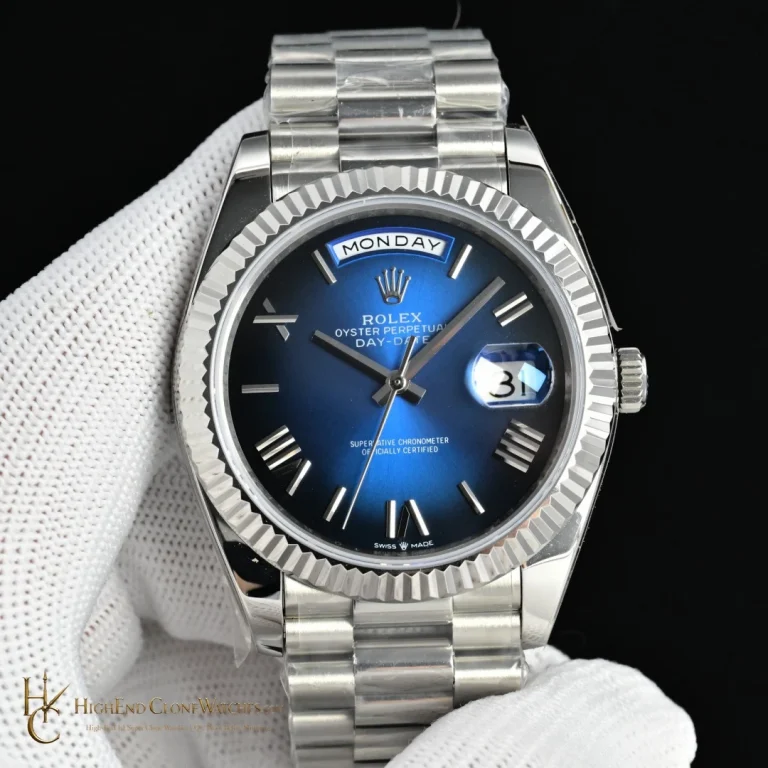 Rolex Day-Date 228239 angled dial view super clone watch