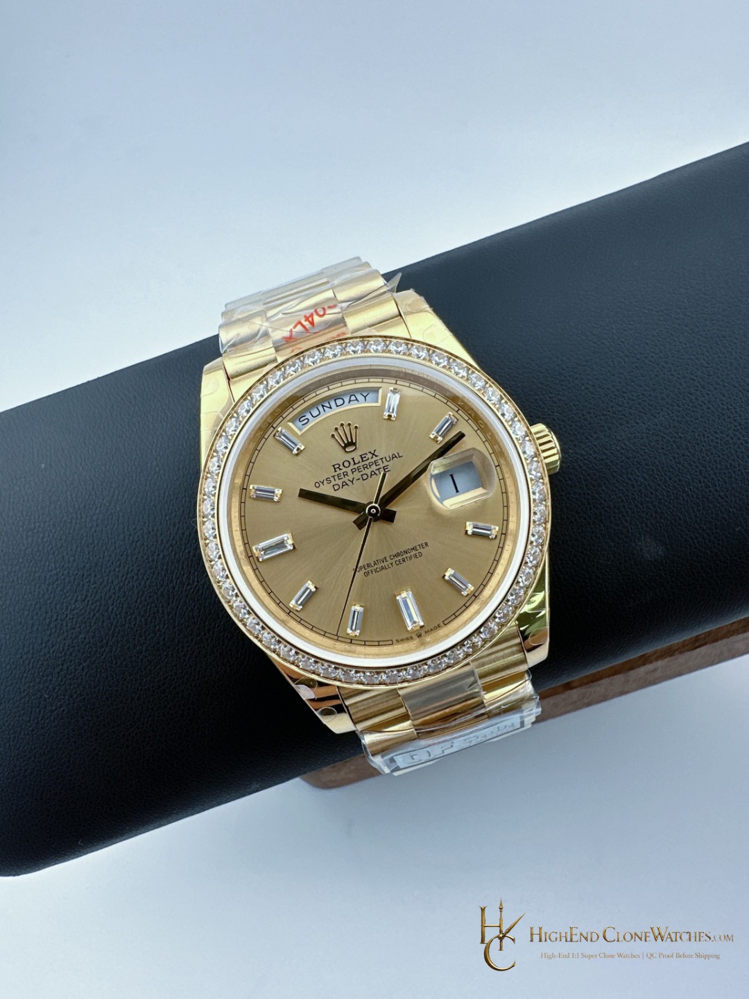 Rolex Day-Date 228348RBR bezel detail super clone watch
