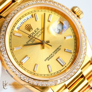 Rolex Day-Date 128398TBR-0037 angled dial view super clone watch