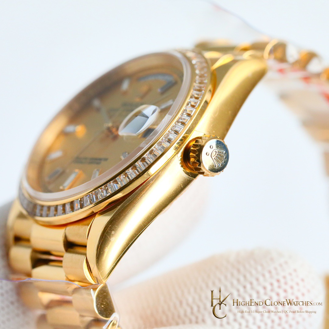Rolex Day-Date 128398TBR-0037 side case profile super clone watch