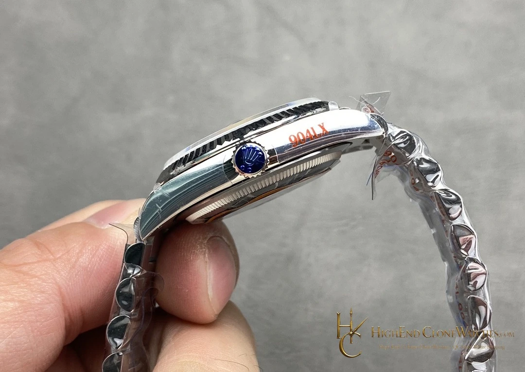 Rolex Day-Date 128239-0063 crown and case detail super clone watch