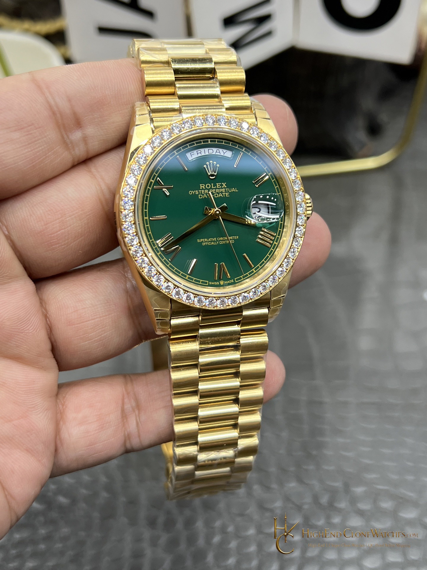Rolex Day-Date M228398TBR-0040 bezel detail super clone watch