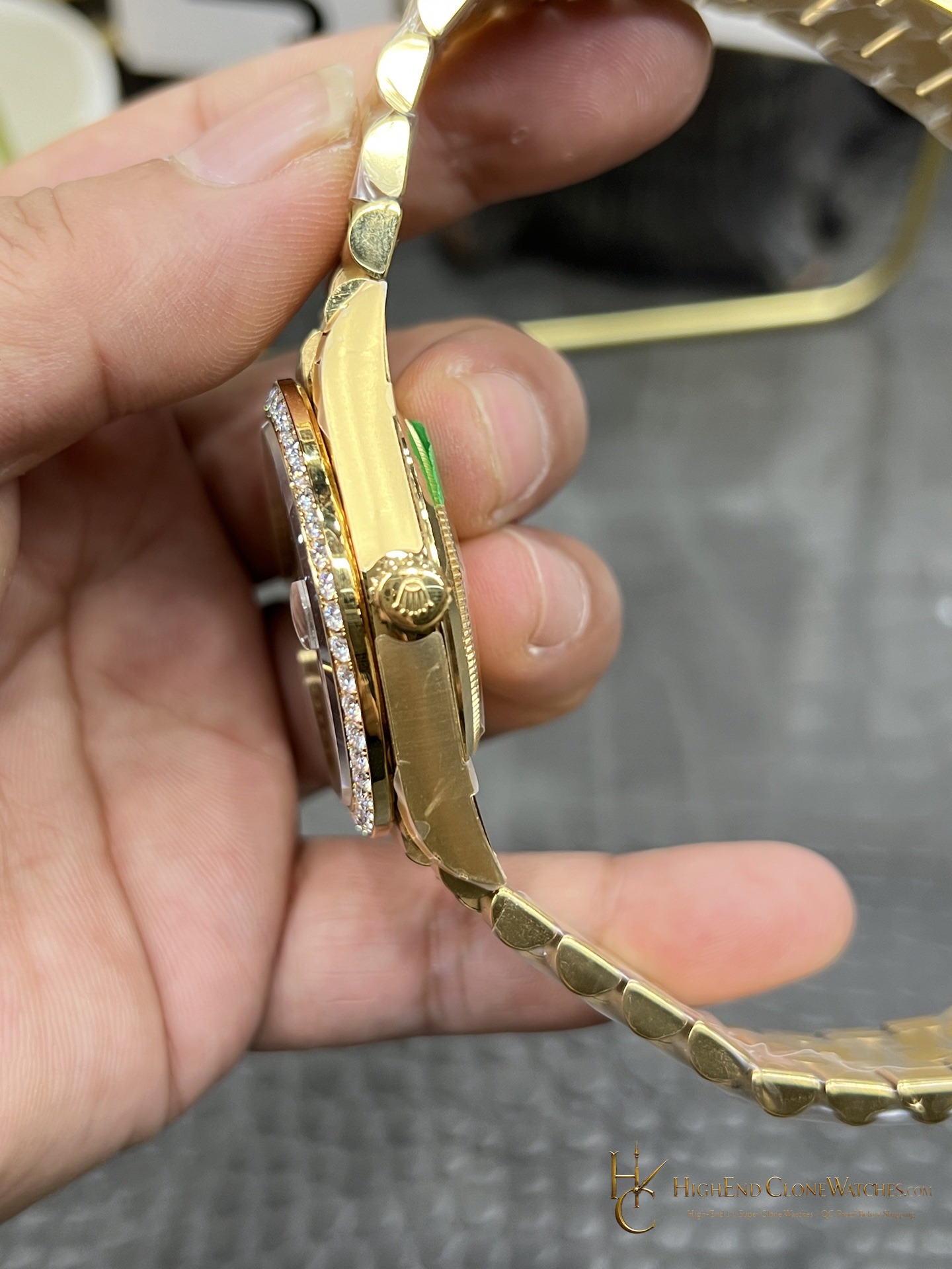 Rolex Day-Date M228398TBR-0040 crown and case detail super clone watch