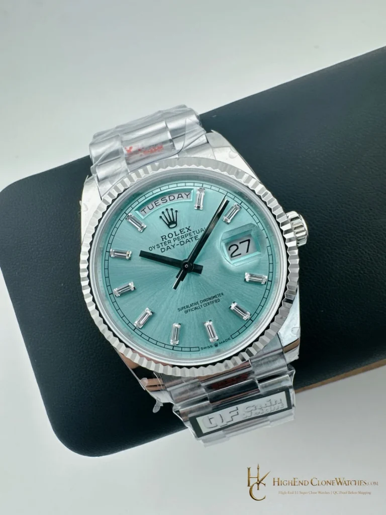 Rolex Day-Date m128236-0009 angled dial view super clone watch