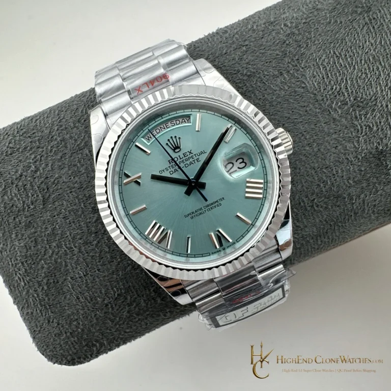 Rolex Day-Date m128236-0018 angled dial view super clone watch