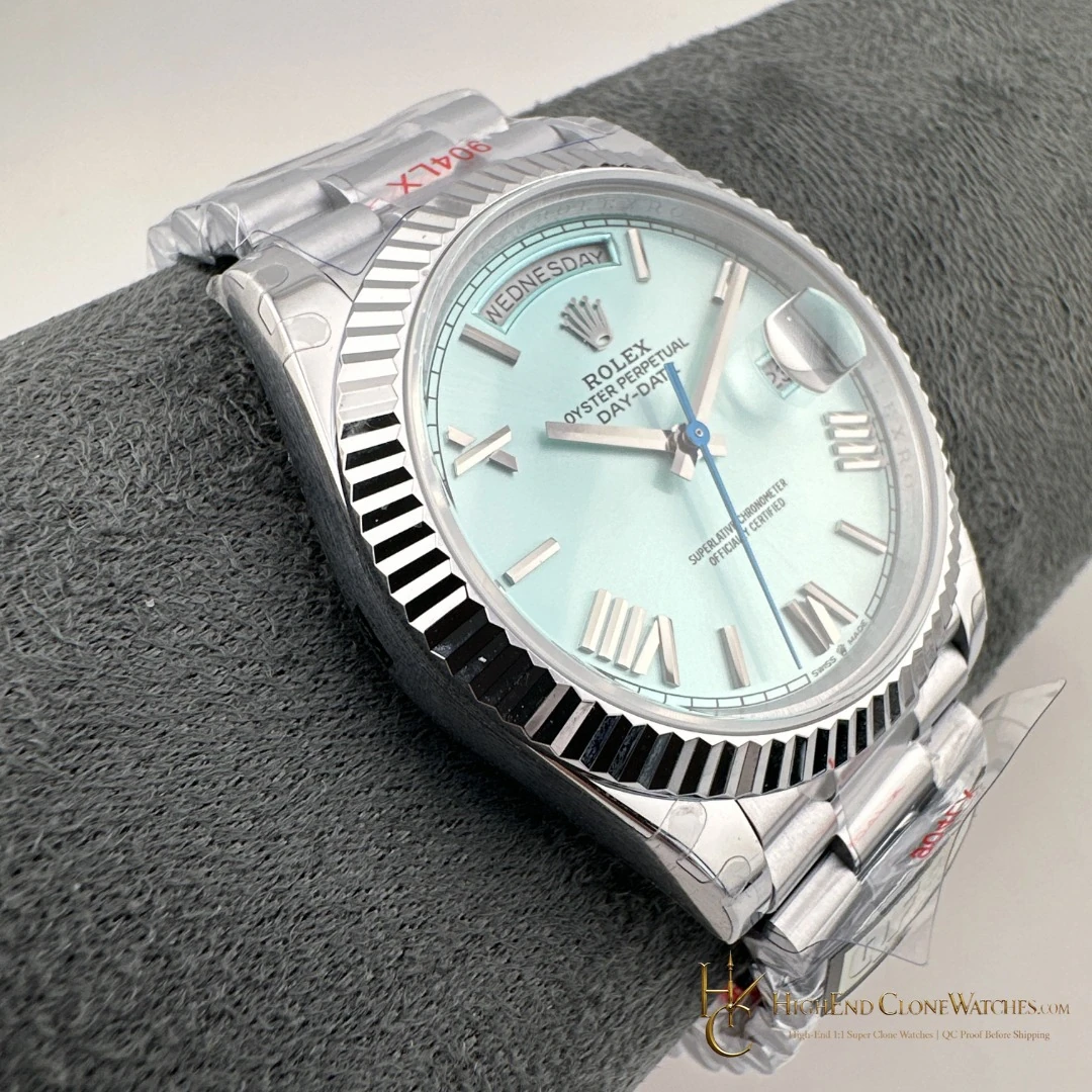 Rolex Day-Date m128236-0018 crown and case detail super clone watch