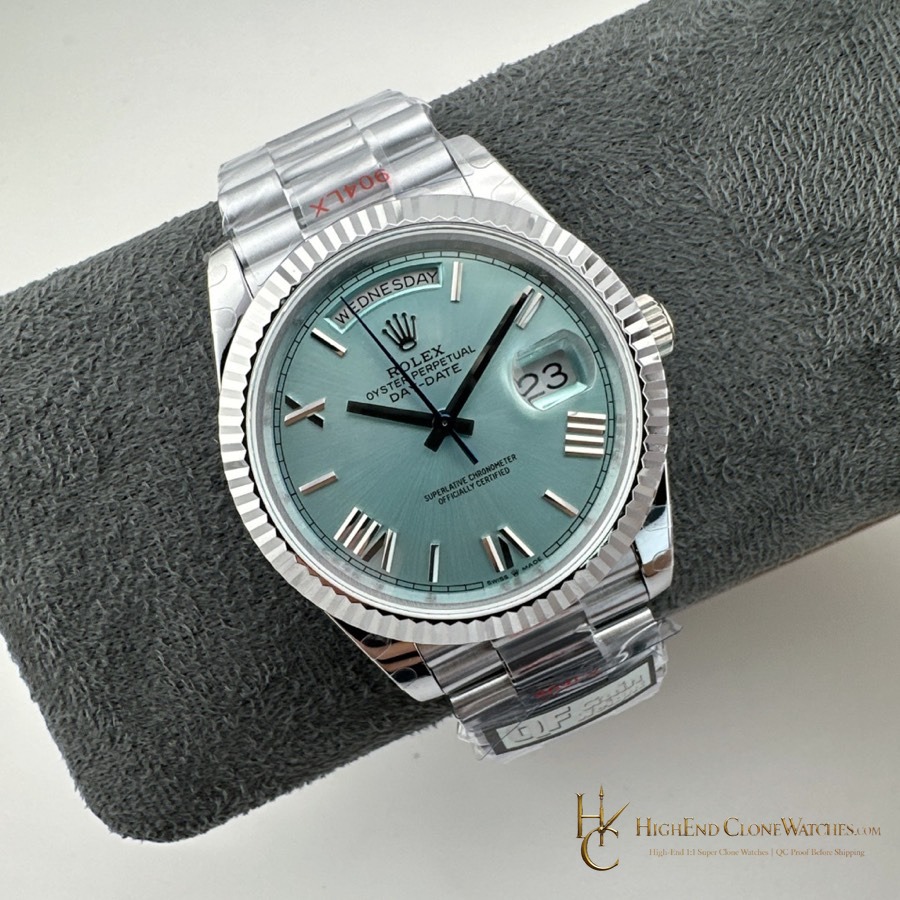 Rolex Day-Date m228236-0012 angled dial view super clone watch