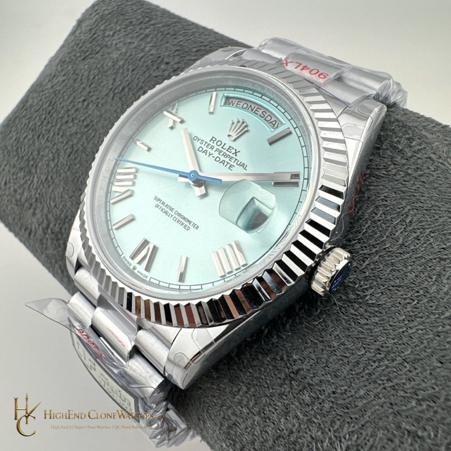 Rolex Day-Date m228236-0012 crown and case detail super clone watch