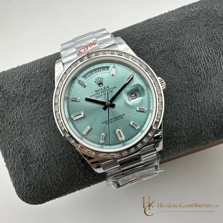 Rolex Day-Date 228396TBR angled dial view super clone watch
