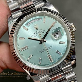 Rolex Day-Date 228236 angled dial view super clone watch