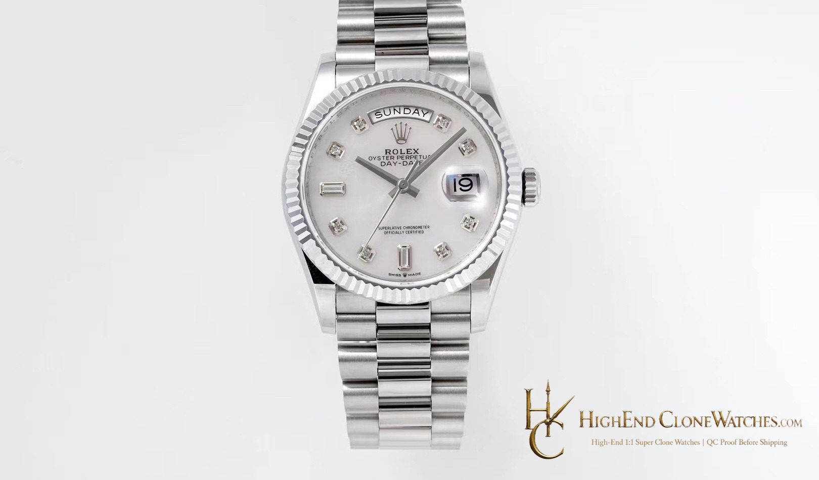 Rolex Day-Date m128239-0007 front view super clone watch