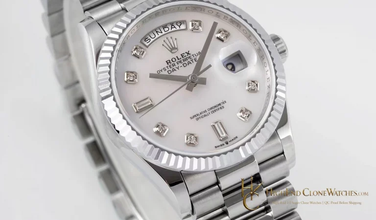 Rolex Day-Date m128239-0007 angled dial view super clone watch