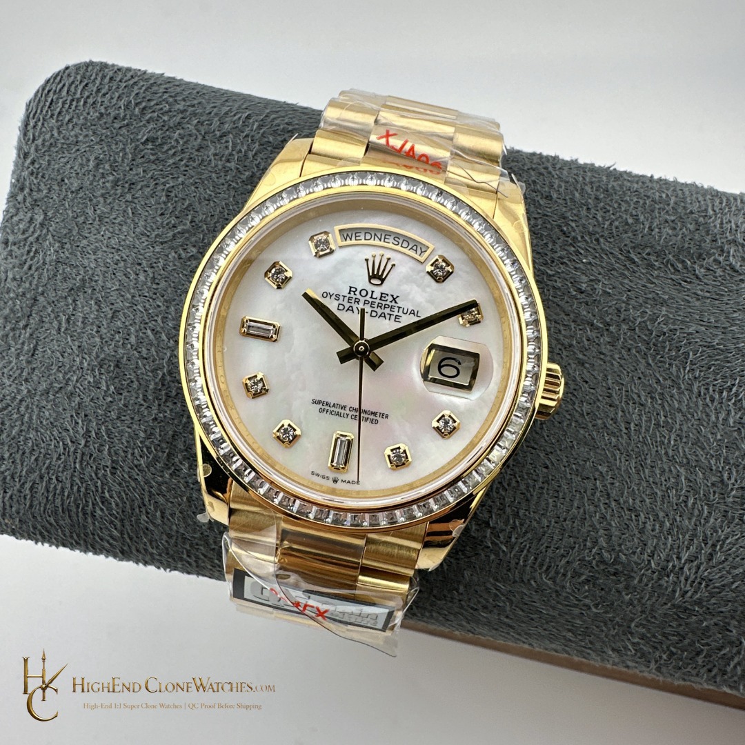 Rolex Day-Date 128398TBR-0004 dial and marker detail super clone watch