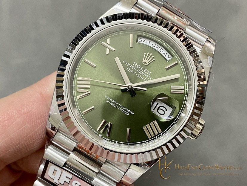 Rolex Day-Date 40 Ref. 228239 dial and marker detail super clone watch