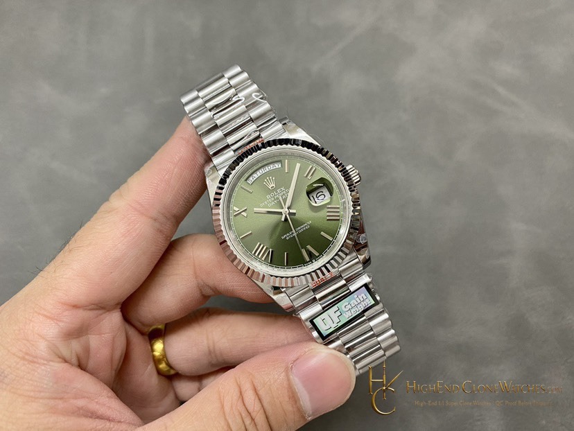 Rolex Day-Date 40 Ref. 228239 bezel detail super clone watch