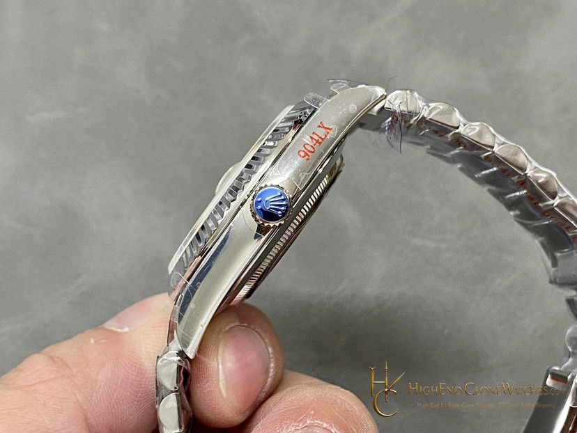 Rolex Day-Date 40 Ref. 228239 crown and case detail super clone watch
