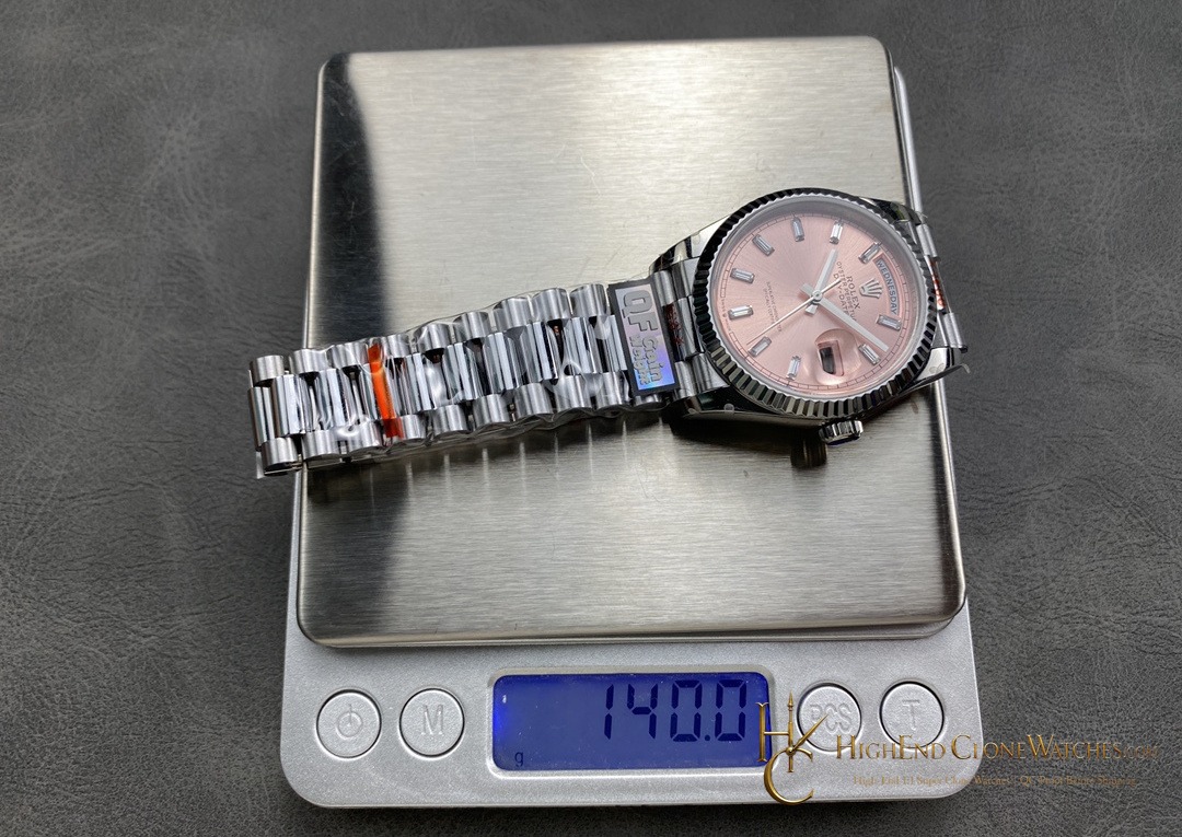 Rolex Day-Date 128239-0071 angled dial view super clone watch