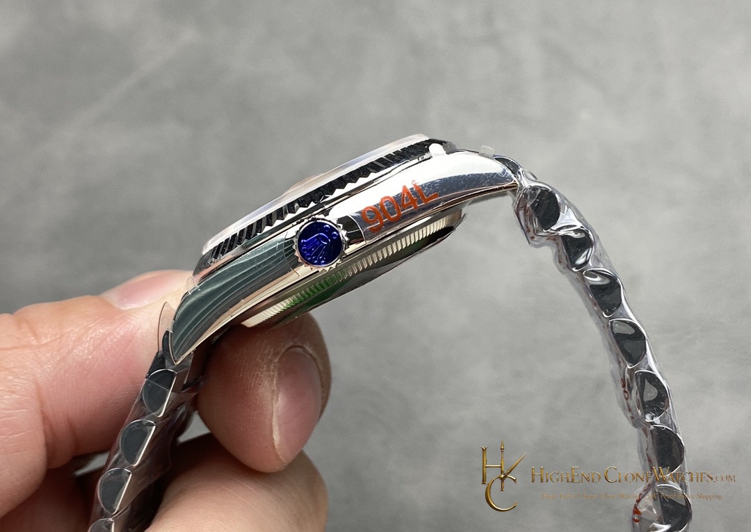 Rolex Day-Date 128239-0071 crown and case detail super clone watch