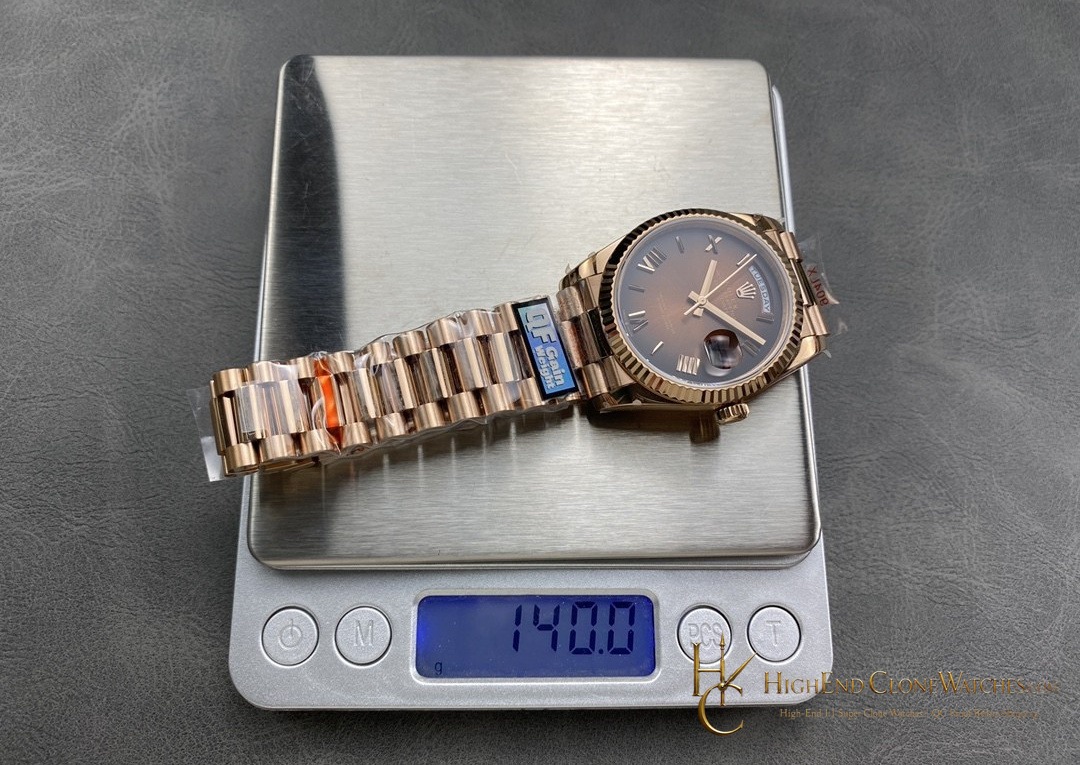 Rolex Day-Date m128235-0075 angled dial view super clone watch