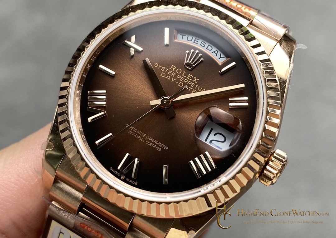Rolex Day-Date m128235-0075 bezel detail super clone watch