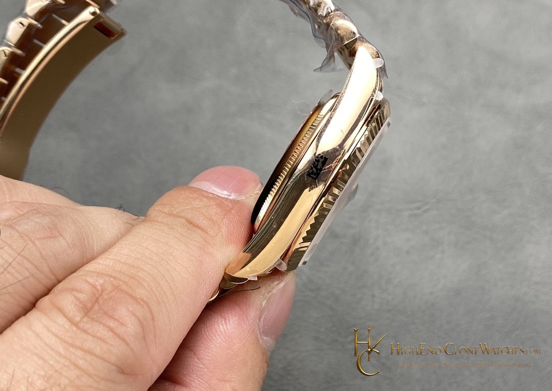 Rolex Day-Date m128235-0075 crown and case detail super clone watch