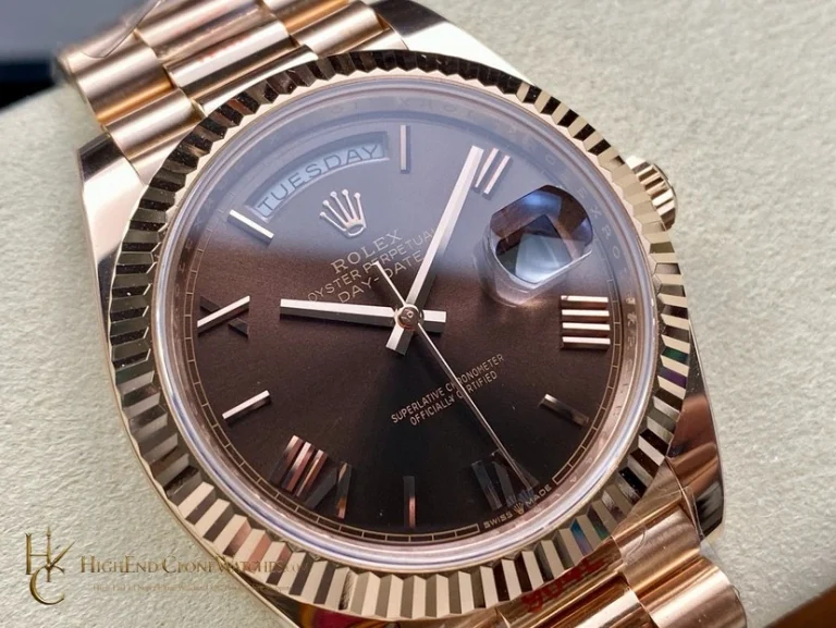 Rolex Day-Date m228235-0002 angled dial view super clone watch