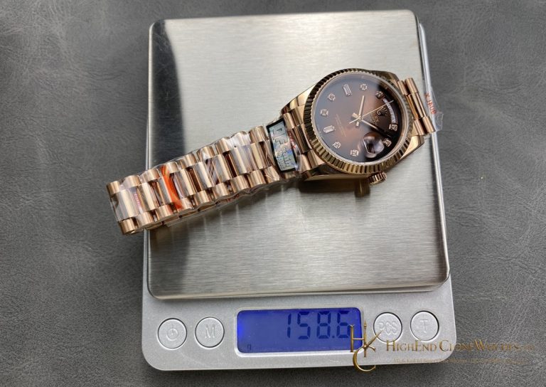 Rolex Day-Date 128235-0037 angled dial view super clone watch