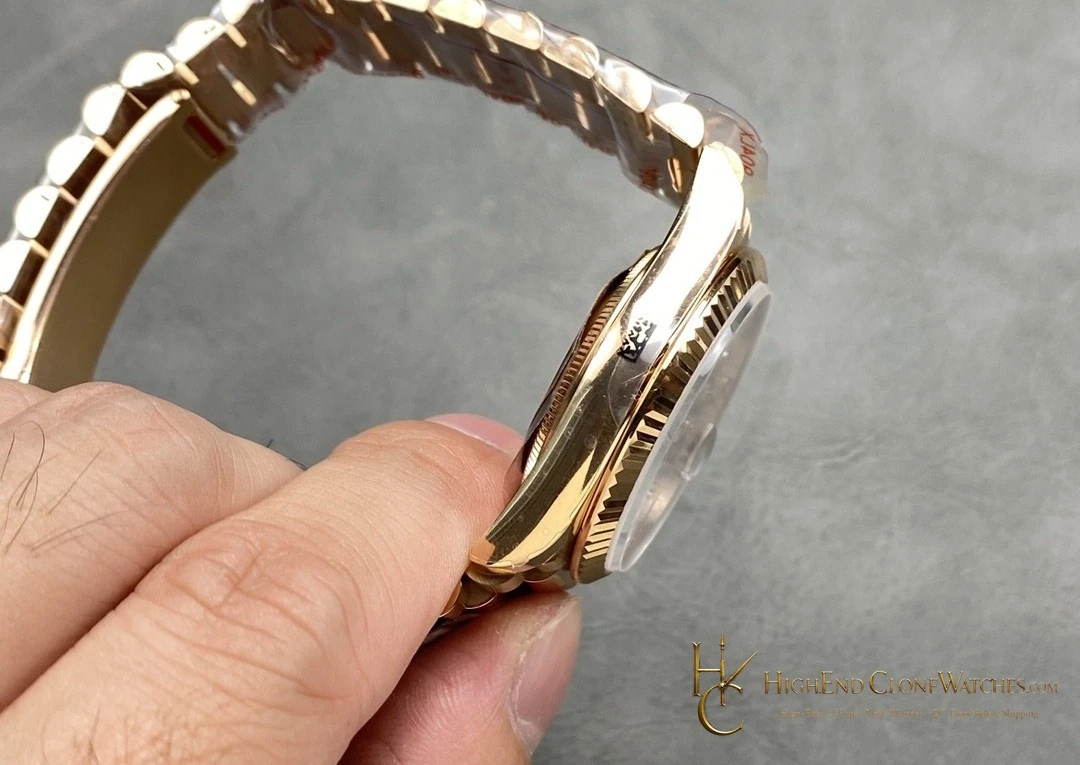 Rolex Day-Date m128235-0050 crown and case detail super clone watch