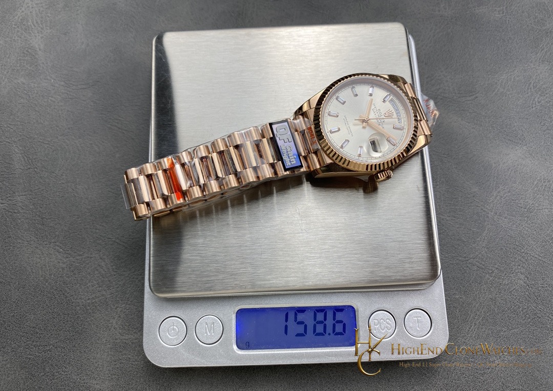 Rolex Day-Date m228235-0004 angled dial view super clone watch