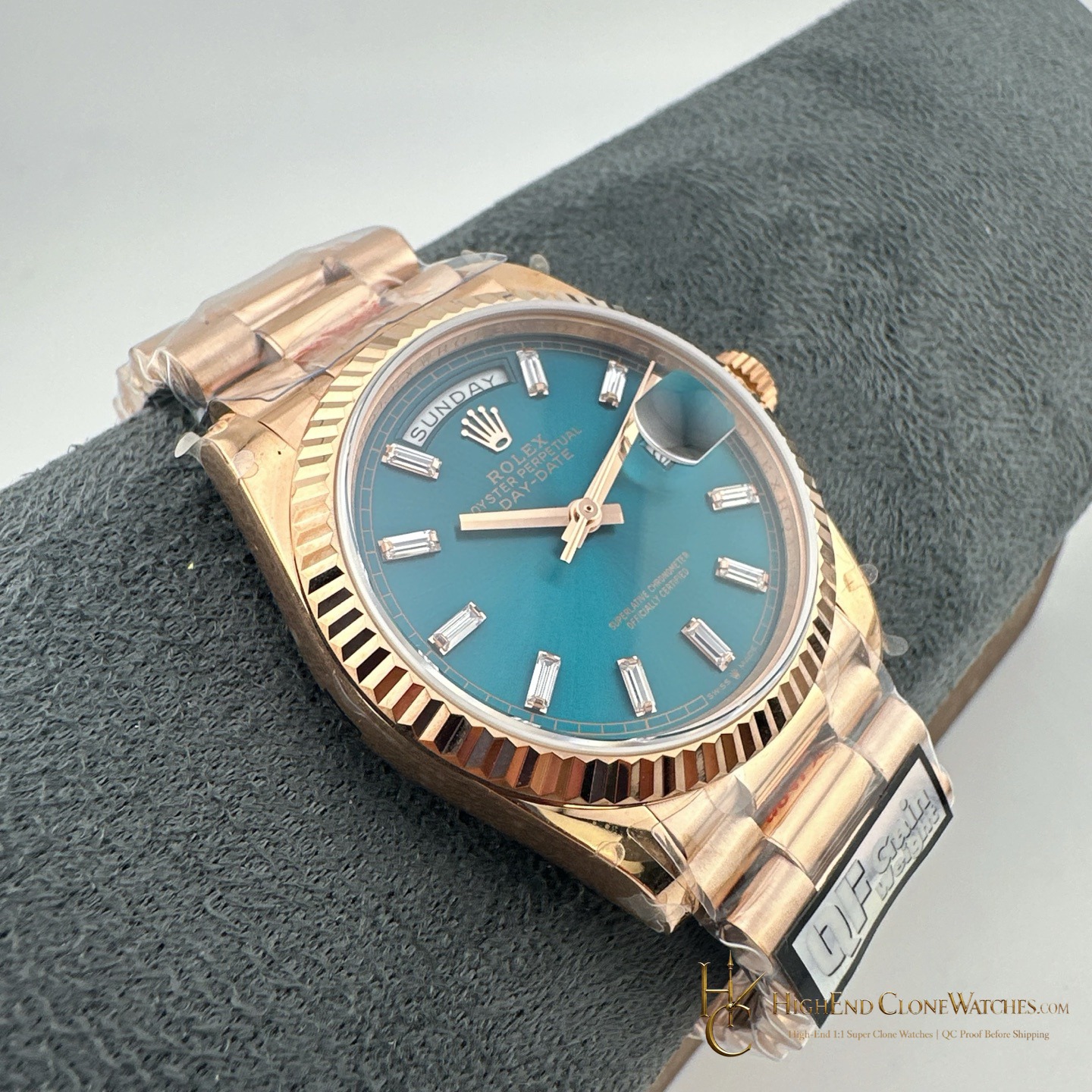 Rolex Day-Date m128235-0085 crown and case detail super clone watch