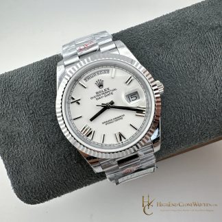 Rolex Day-Date m228239-0046 angled dial view super clone watch