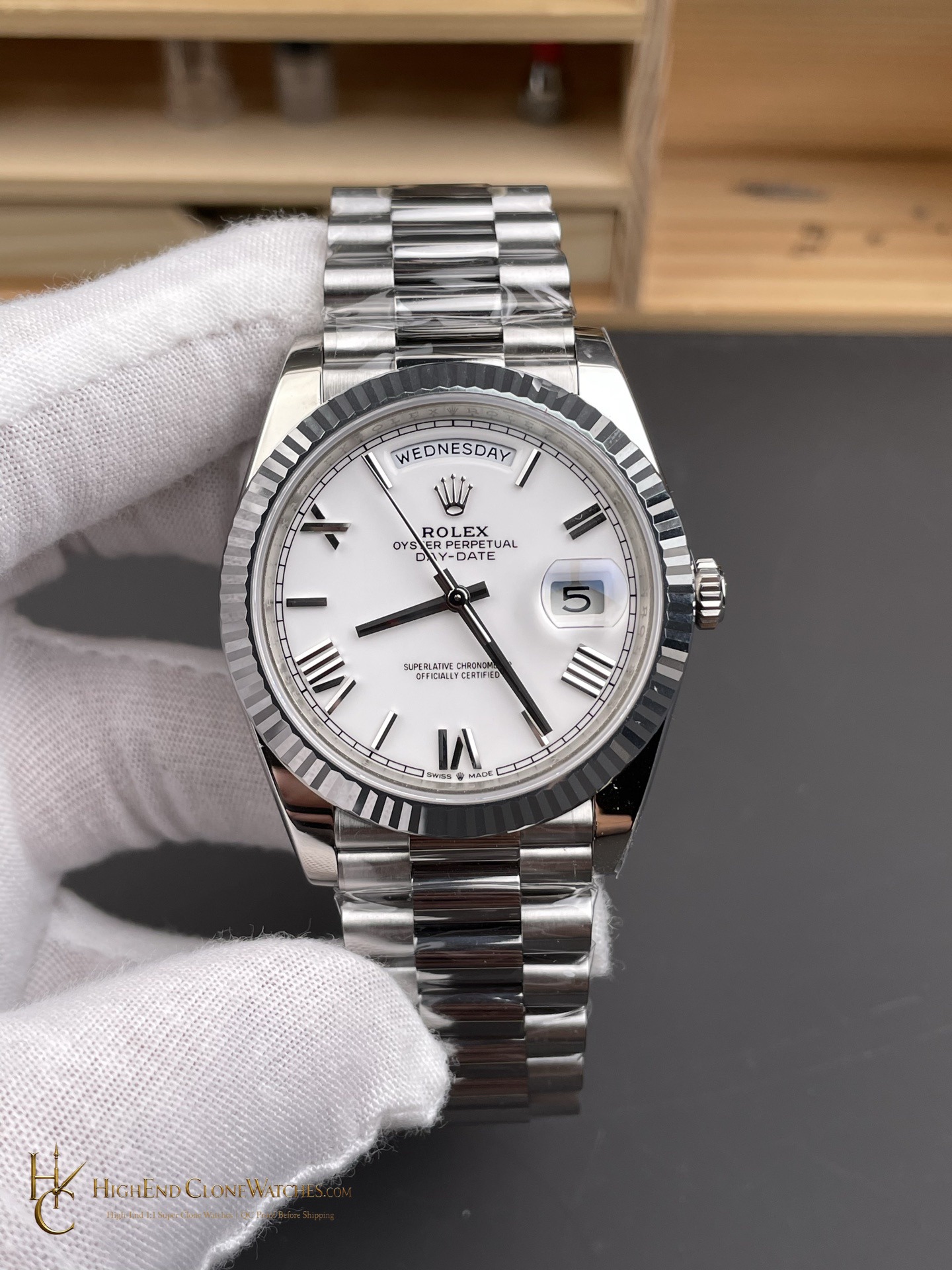 Rolex Day-Date m228239-0046 front view super clone watch