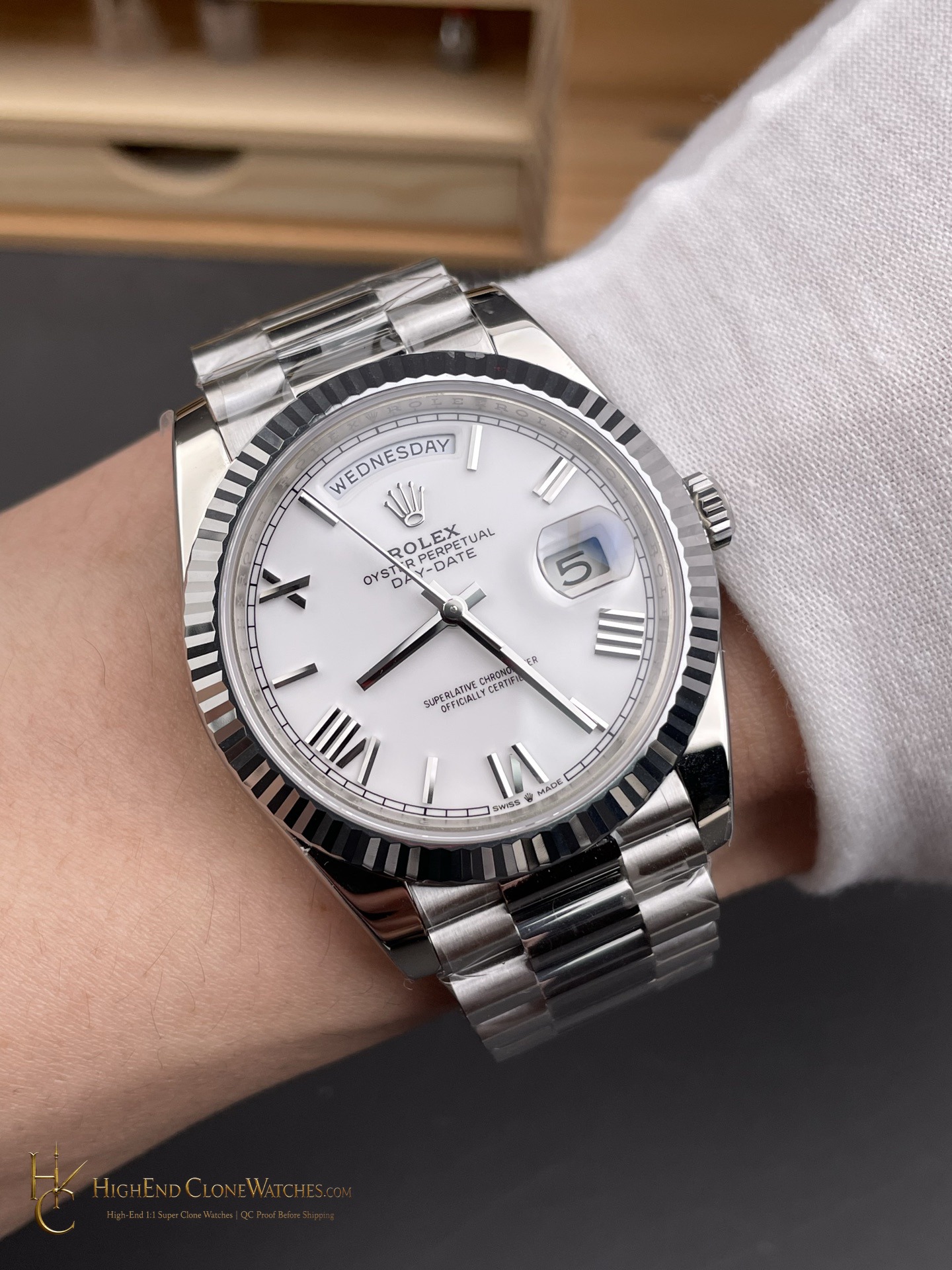 Rolex Day-Date m228239-0046 caseback view super clone watch