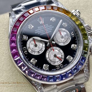 Rolex Daytona 116599RBOW angled dial view super clone watch