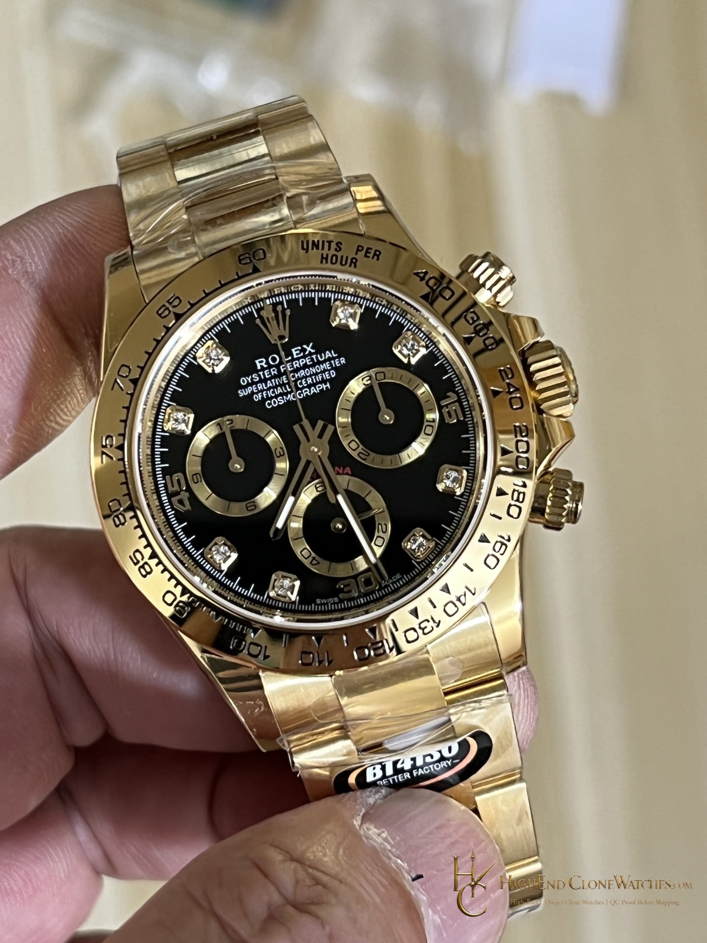 Rolex Daytona 116508-0016 angled dial view super clone watch