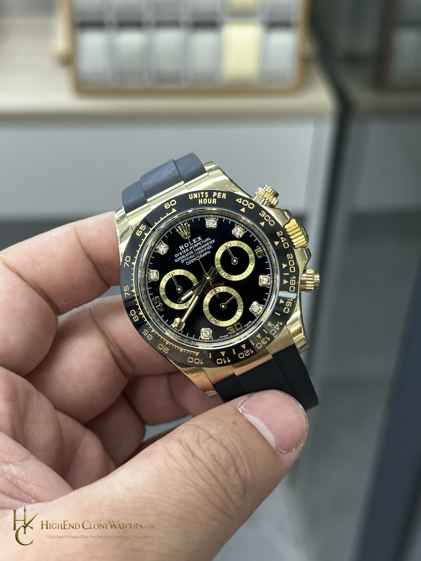 Rolex Daytona 116518LN angled dial view super clone watch