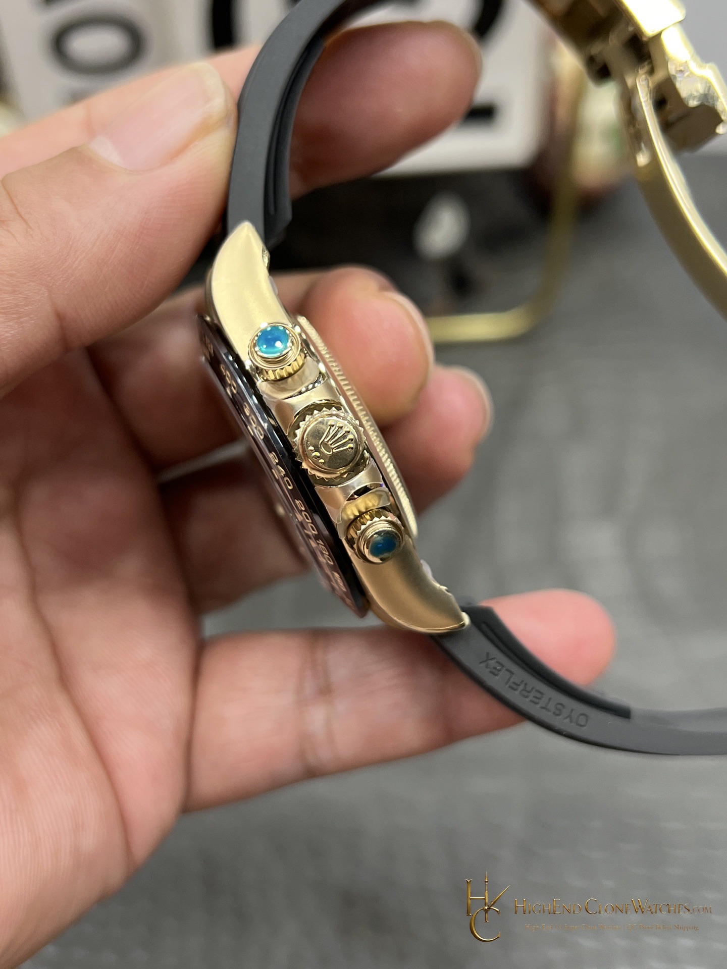 Rolex Daytona 116518LN-0045 crown and case detail super clone watch
