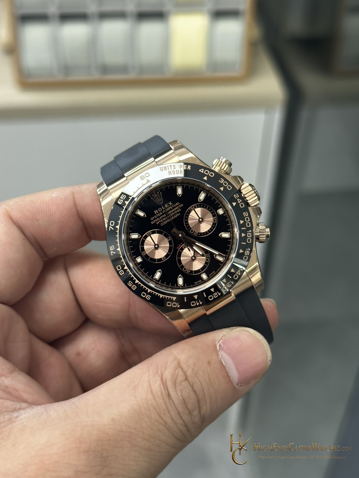 Rolex Daytona M116515LN-0012 angled dial view super clone watch