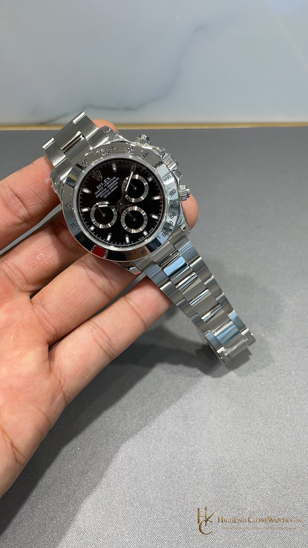 Rolex Daytona 116520-78590 angled dial view super clone watch