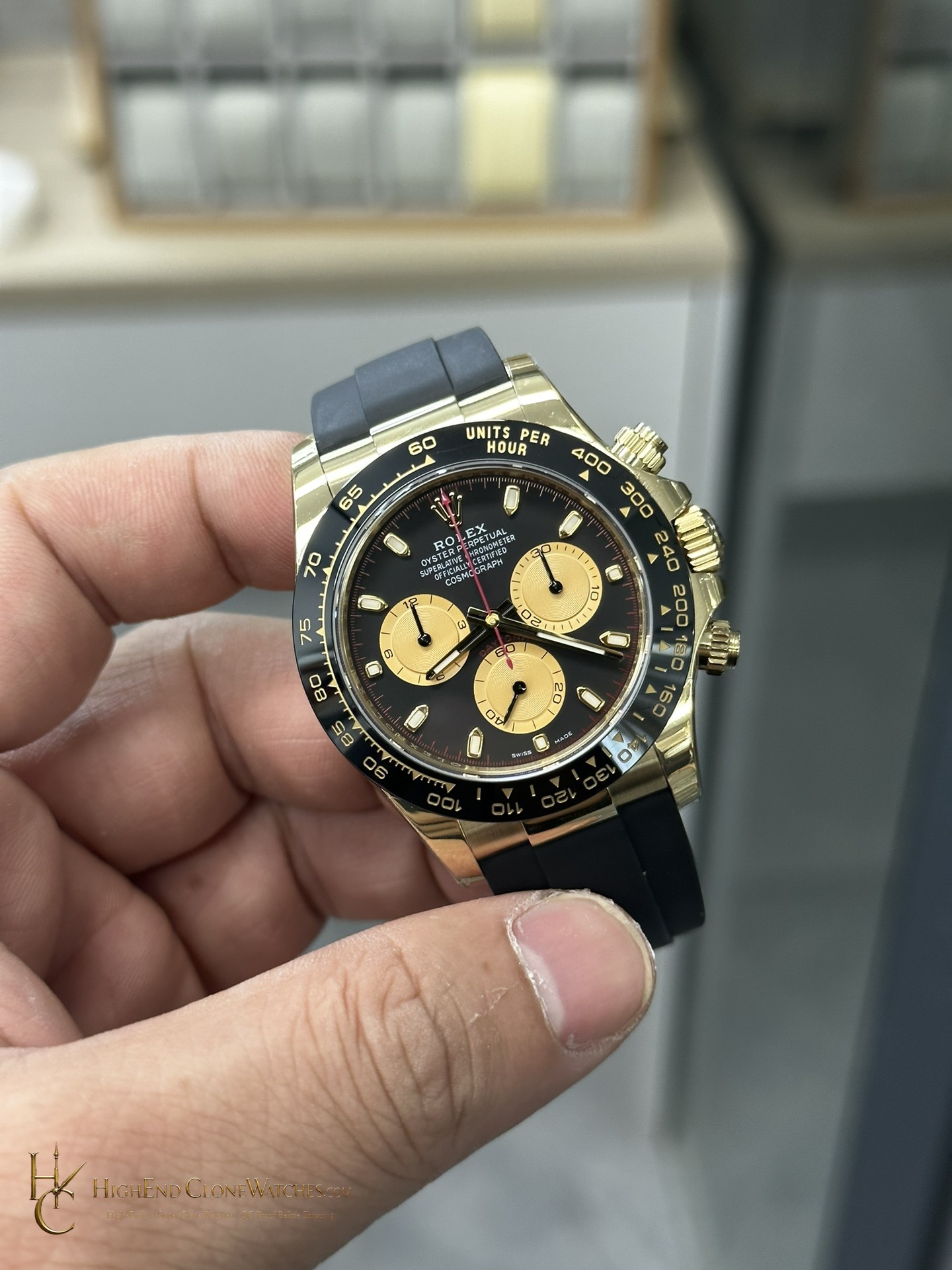 Rolex Daytona 116518LN-0047 angled dial view super clone watch