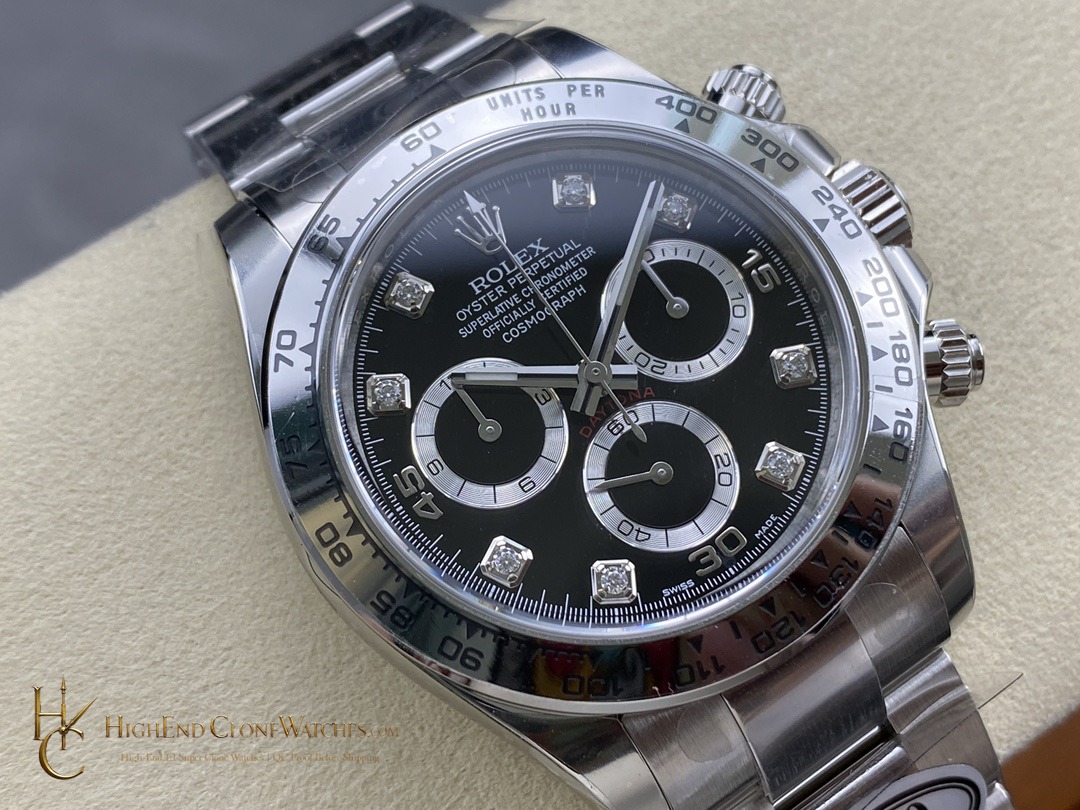 Rolex Daytona M116508-0014 angled dial view super clone watch