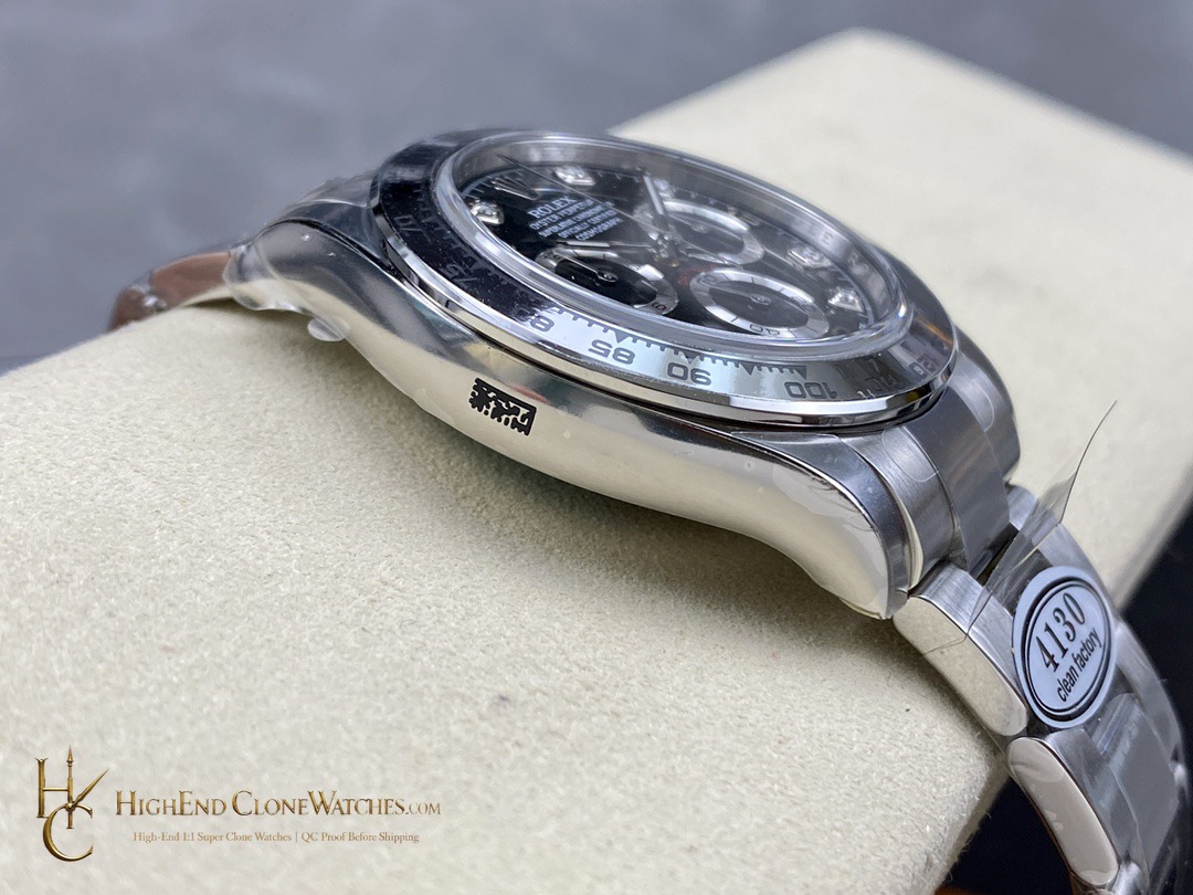 Rolex Daytona M116508-0014 crown and case detail super clone watch