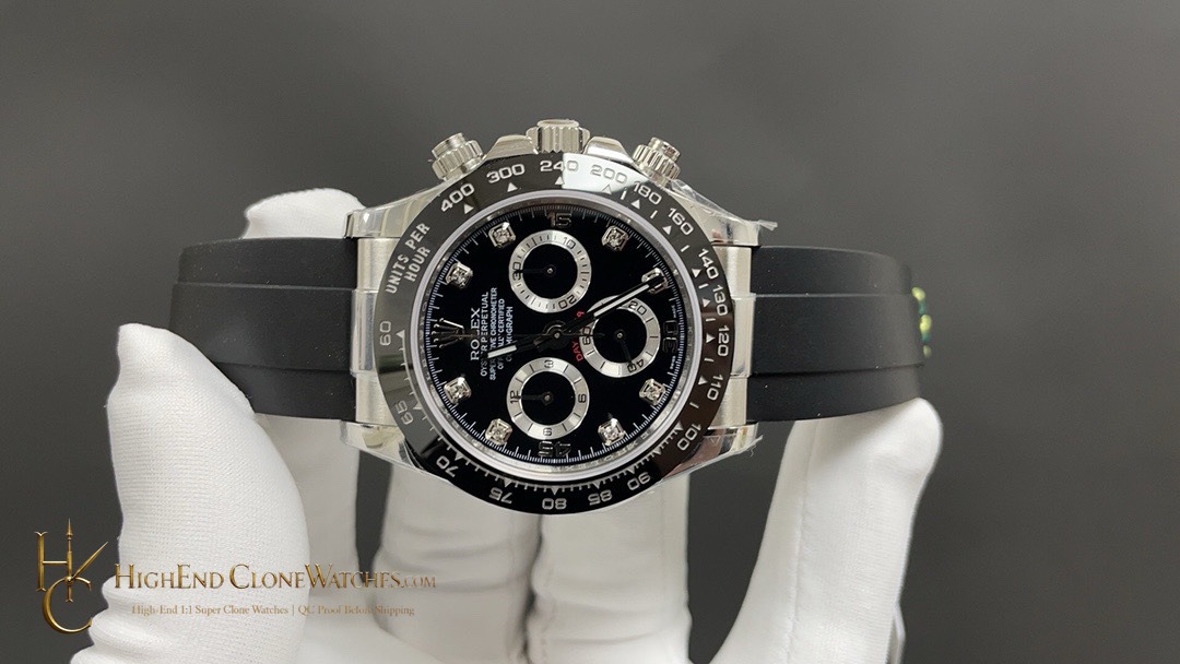 Rolex Daytona 116519LN-0025 angled dial view super clone watch