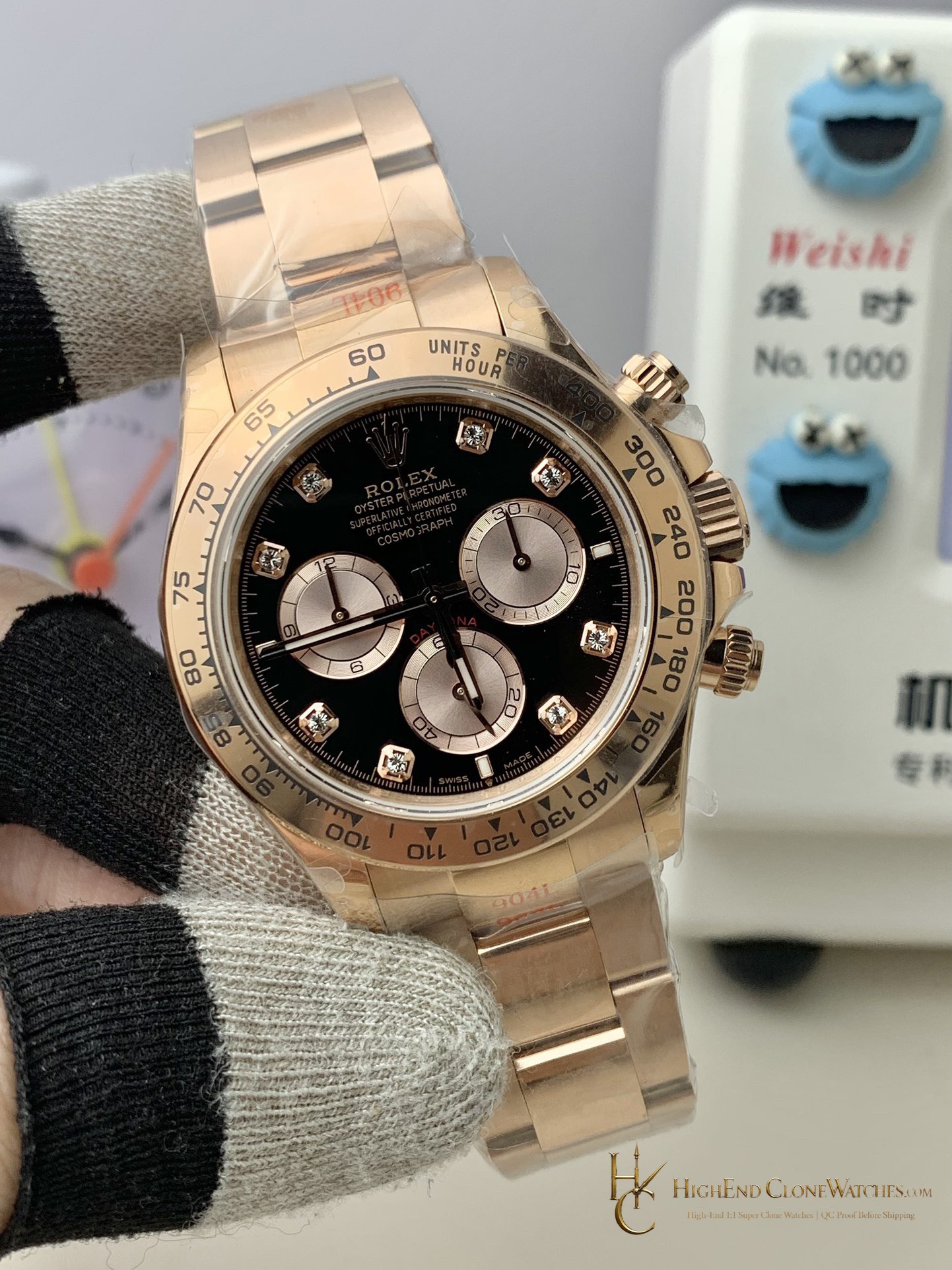Rolex Daytona 126505G angled dial view super clone watch