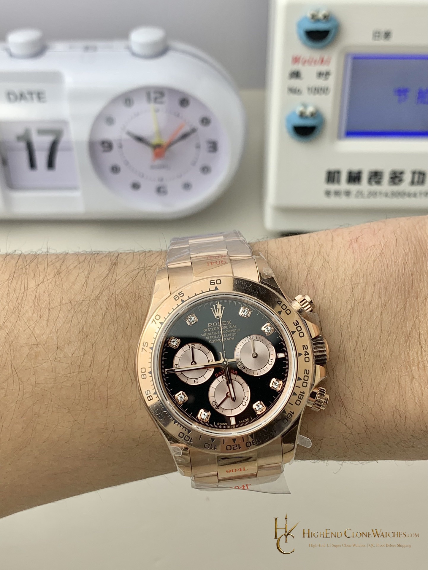Rolex Daytona 126505G crown and case detail super clone watch